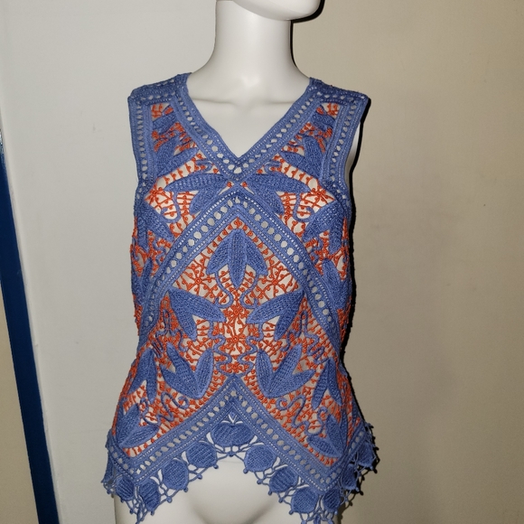 Tory Burch Evie Top runway Guipure Crochet Lace 10 - Picture 6 of 7